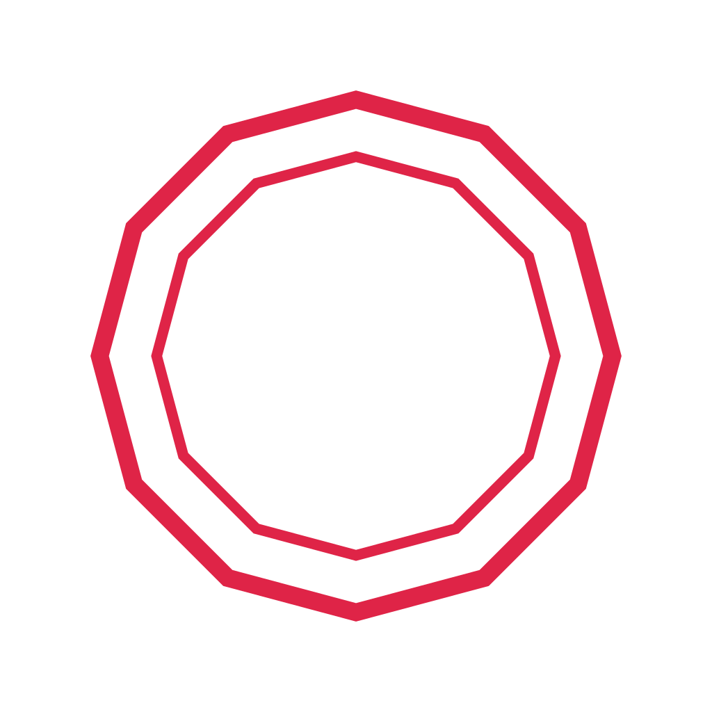A 12 sided geometric frame uses two nested outlines.