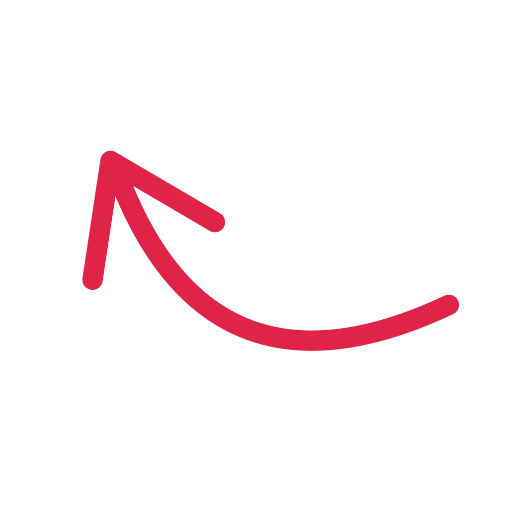 A curved arrow points up left with open space around its edges.