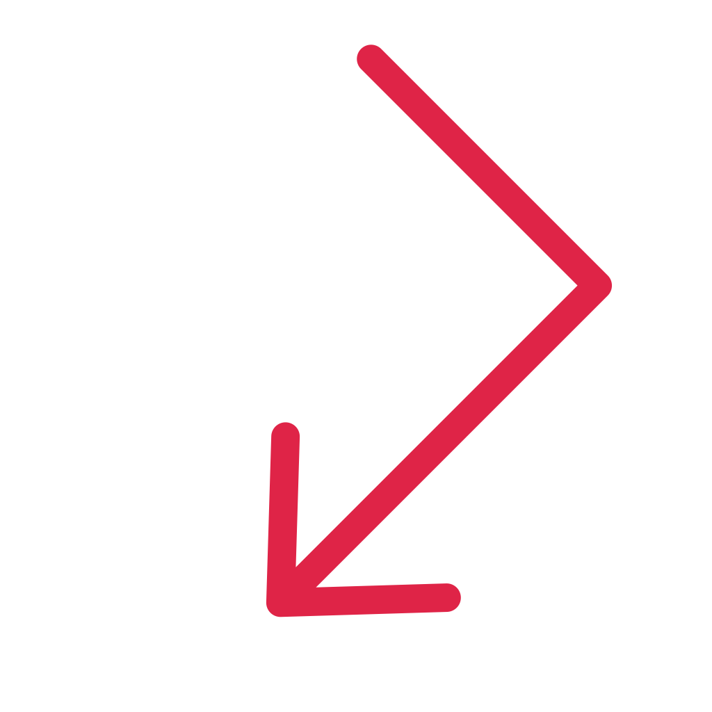 A elbow arrow points down left with open space around its edges.