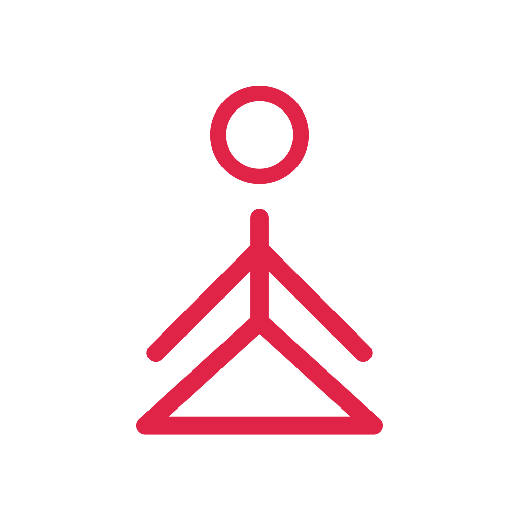 A simple faceless line figure is shown meditating, with a circular head and clearly separated limbs.