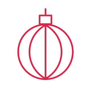 Round Christmas ornament with longitude pattern.