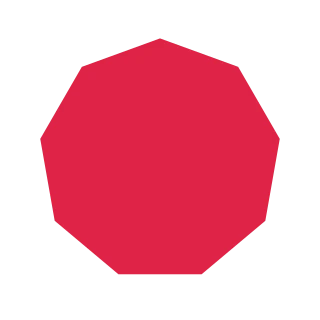 A mathematically regular 9-sided polygon with equally spaced vertices.