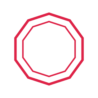 A 10 sided geometric frame uses two nested outlines.