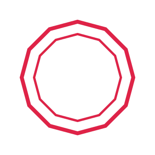A 12 sided geometric frame uses two nested outlines.