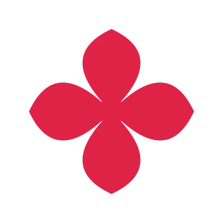 A radial flower has 4 pointed petals arranged around a circular centre.