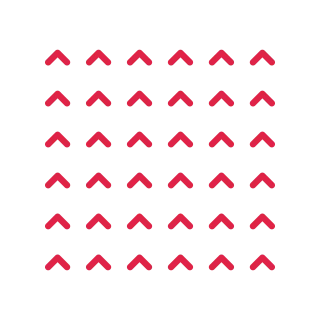 A 6 by 6 arrangement of chevron grid marks leaves transparent space between the motifs.