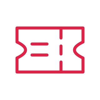 A horizontal ticket has inward curved notches and a perforated stub line.