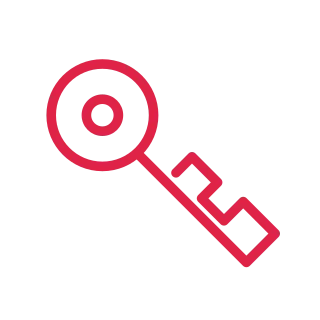 A round headed key extends diagonally into a shaft with two notched teeth.