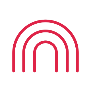 Three nested rounded arches form a simple rainbow with level ends.