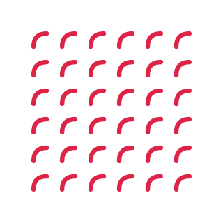 A 6 by 6 arrangement of tile arcs marks leaves transparent space between the motifs.