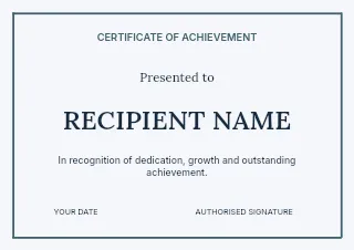 Business Achievement certificate template · Structured certificates