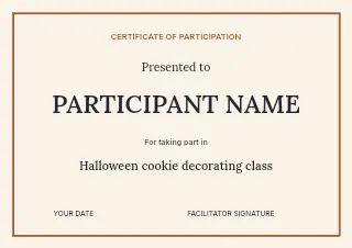 Halloween cookie decorating class certificate template · Structured certificates