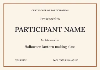 Halloween lantern making class certificate template · Structured certificates
