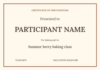 Summer berry baking class certificate template · Structured certificates