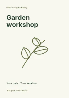 Spring Garden Workshop flyer template · Fine-line cover
