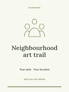 Neighbourhood art trail greeting card template · Botanical invitation
