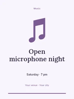 Open microphone night greeting card template · Botanical invitation