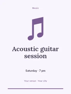 Acoustic guitar session greeting card template · Botanical invitation