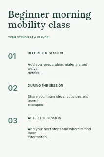 Beginner morning mobility class infographic template · Structured infographics