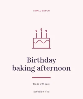 Birthday baking afternoon label template · Artisan label