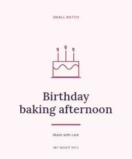 Birthday baking afternoon label template · Artisan label