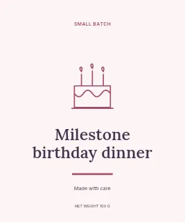 Milestone birthday dinner label template · Artisan label