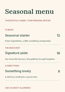 Christmas winter market menu template · Structured menus