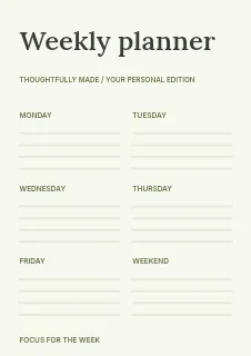 Shared skills afternoon planner template · Structured planners