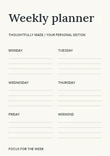 Weekly Focus planner template · Stencil