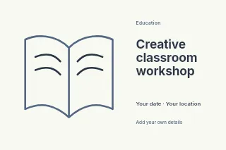Creative classroom workshop postcard template · Horizontal photo dialogue