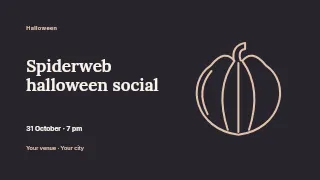 Spiderweb Halloween social presentation cover template · Horizontal photo dialogue