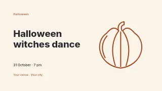 Halloween witches dance presentation cover template · Horizontal photo dialogue