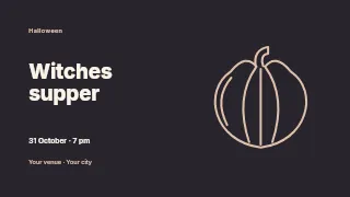 Witches supper presentation cover template · Horizontal photo dialogue