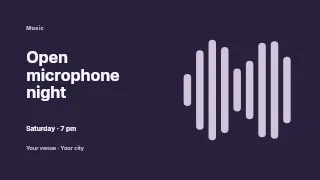 Open microphone night presentation cover template · Horizontal photo dialogue