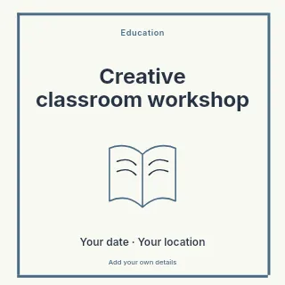 Creative classroom workshop social media post template · Framed editorial