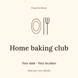 Home baking club social media post template · Illustrated folio