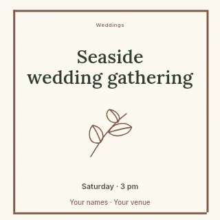 Seaside wedding gathering social media post template · Framed editorial