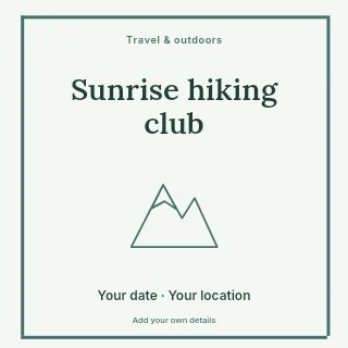 Sunrise hiking club social media post template · Framed editorial