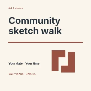 Community sketch walk social media post template · Typography & ornament