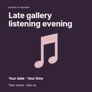 Late gallery listening evening social media post template · Fine-line cover