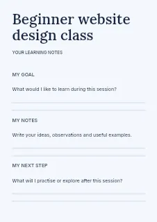 Beginner website design class worksheet template · Structured worksheets