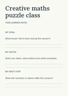 Creative maths puzzle class worksheet template · Structured worksheets