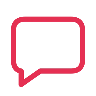 A rounded red speech bubble outline with a small tail.
