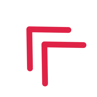 A chevron arrow points up left with open space around its edges.