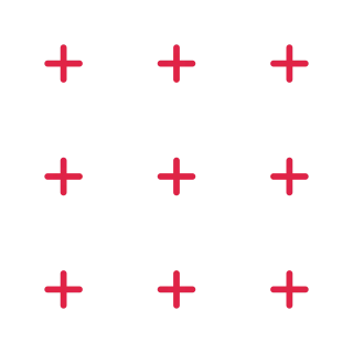 A 3 by 3 arrangement of cross grid marks leaves transparent space between the motifs.