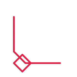 A diamond corner ornament opens towards the centre from the bottom left corner.