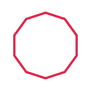 A 10 sided geometric frame uses a single fine outline.
