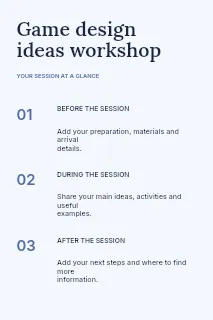 Game design ideas workshop infographic template · Structured infographics