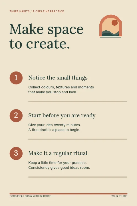 Make space to create infographic template · Creative habits infographic