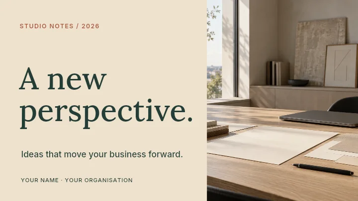 A new perspective presentation cover template · Presentation cover